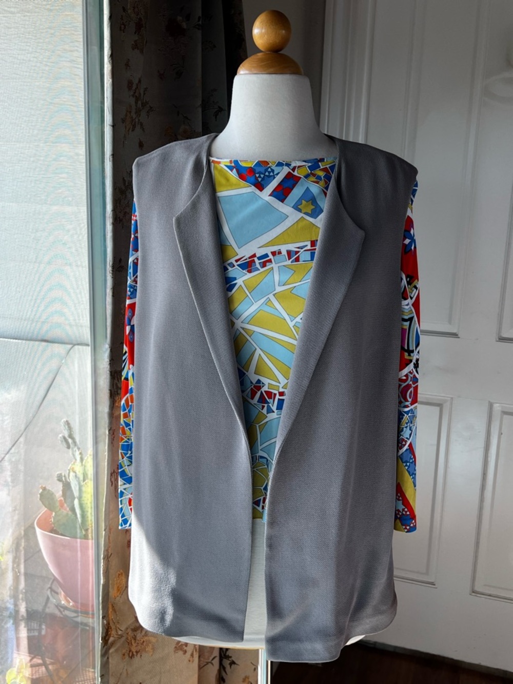 Lafayette New York Size XL Vest Gray Textured Fabric Excellent Condition